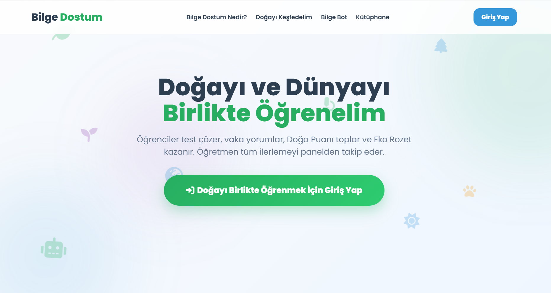 Bilge Dostum eğitim platformu arayüzü